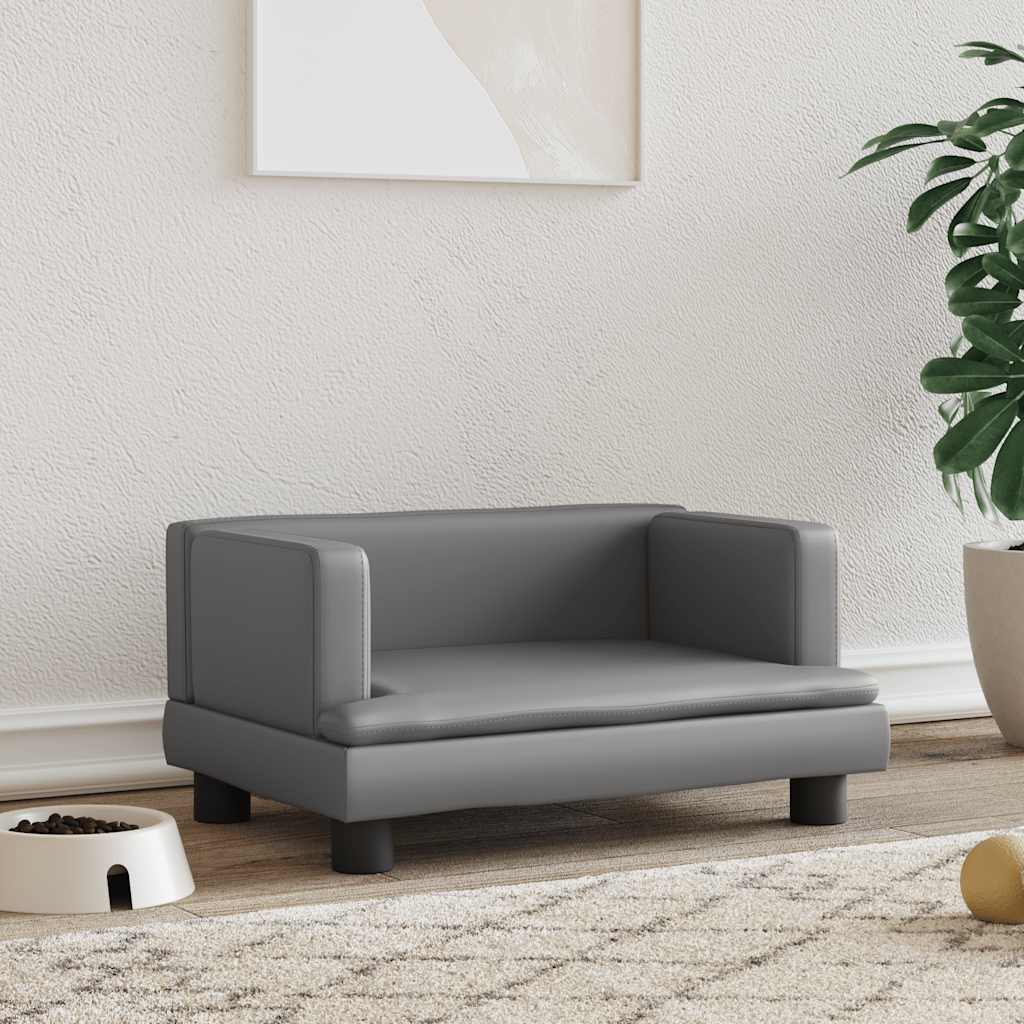 Dog bed grey 60x40x30 cm artificial leather