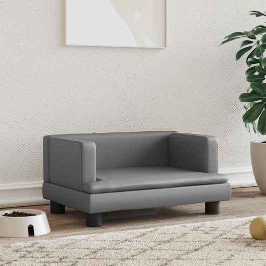 Dog bed grey 60x40x30 cm artificial leather