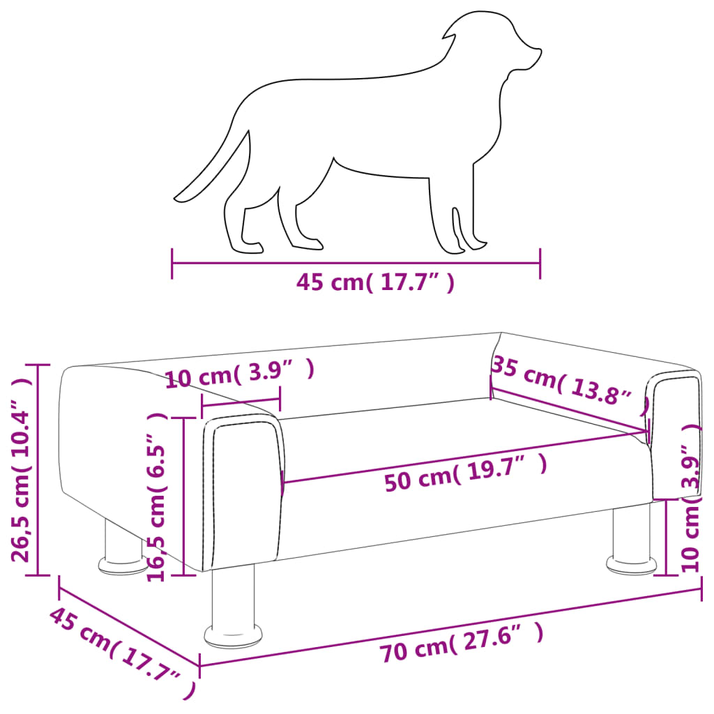 Hundebett Rosa 70x45x26,5 cm Samt