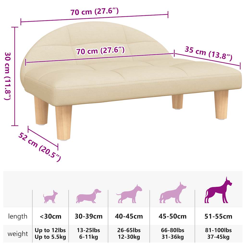 Hundebett Creme 70x52x30 cm Stoff