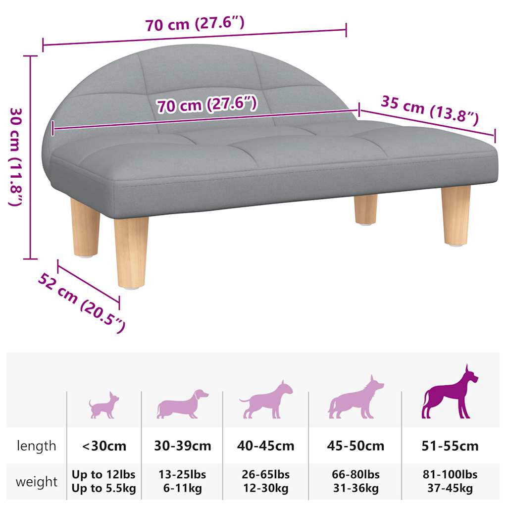 Hundebett Hellgrau 70x52x30 cm Stoff