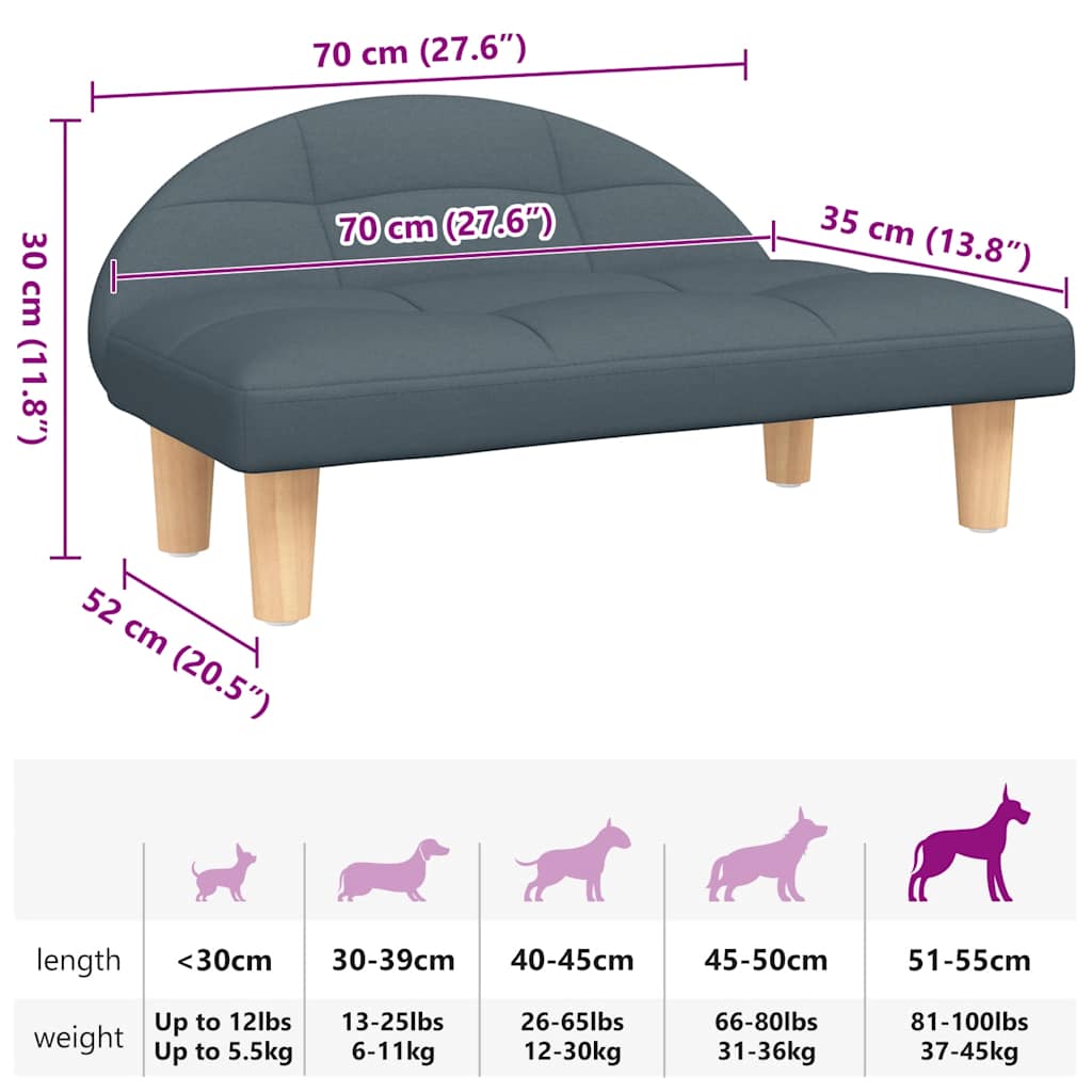 Hundebett Dunkelgrau 70x52x30 cm Stoff