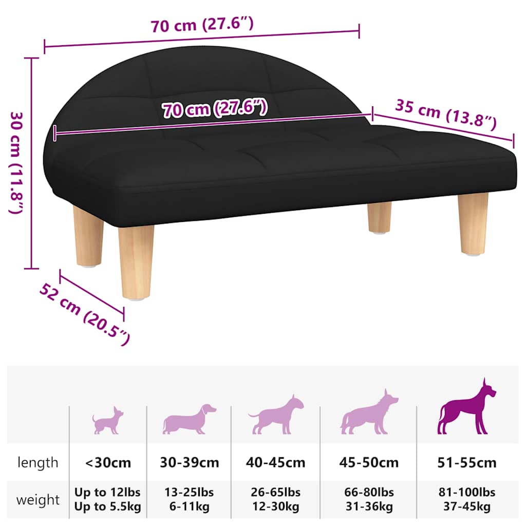 Dog bed black 70x52x30 cm fabric