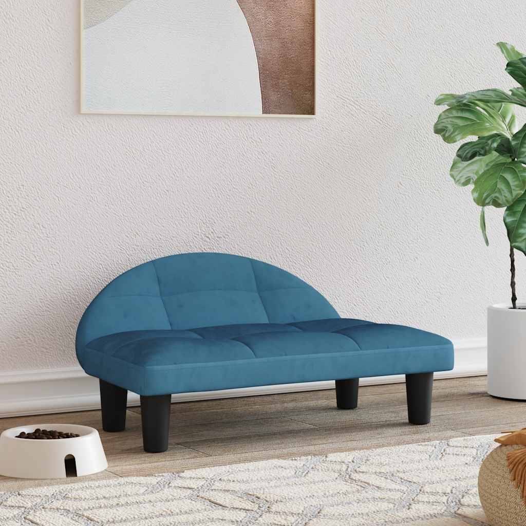 Panier pour chien bleu 70x52x30 cm velours