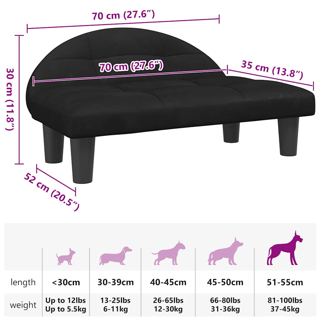 Panier pour chien noir 70x52x30 cm velours