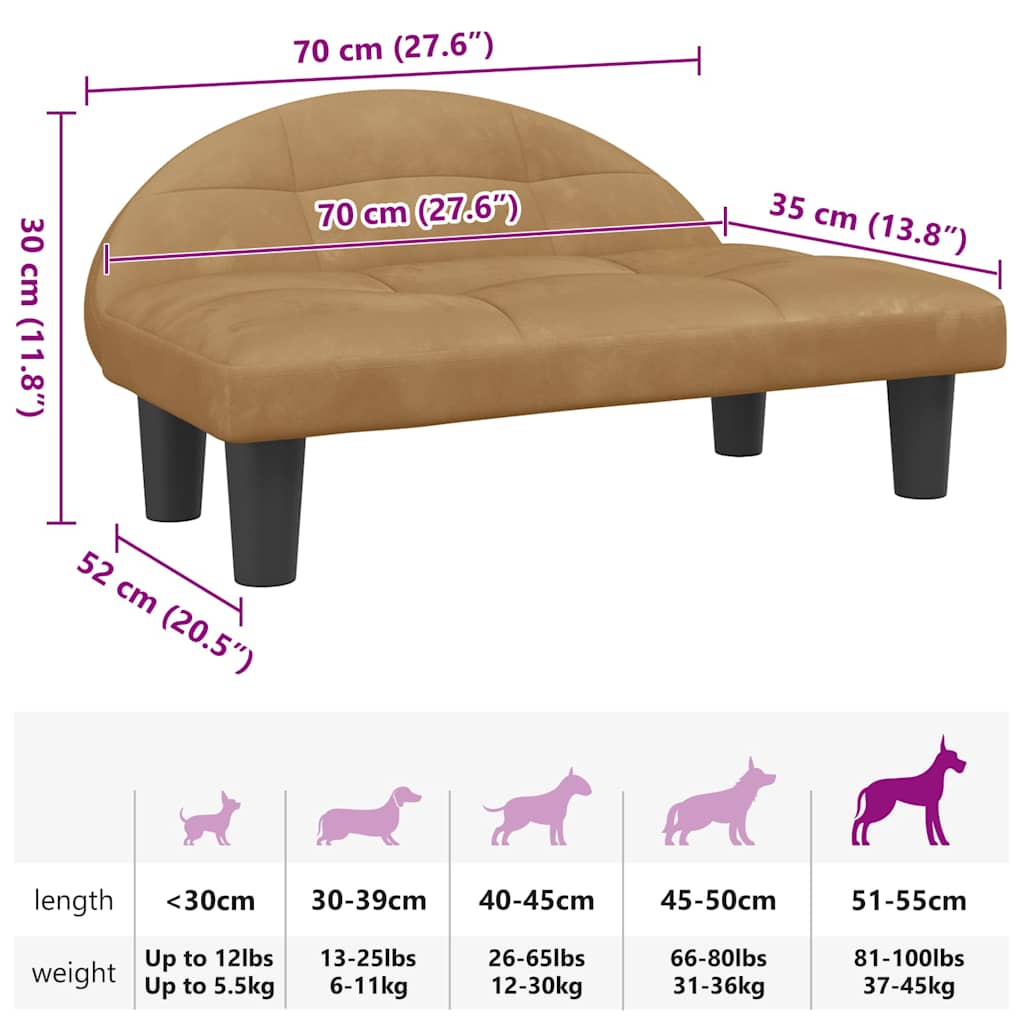 Hundebett Braun 70x52x30 cm Samt