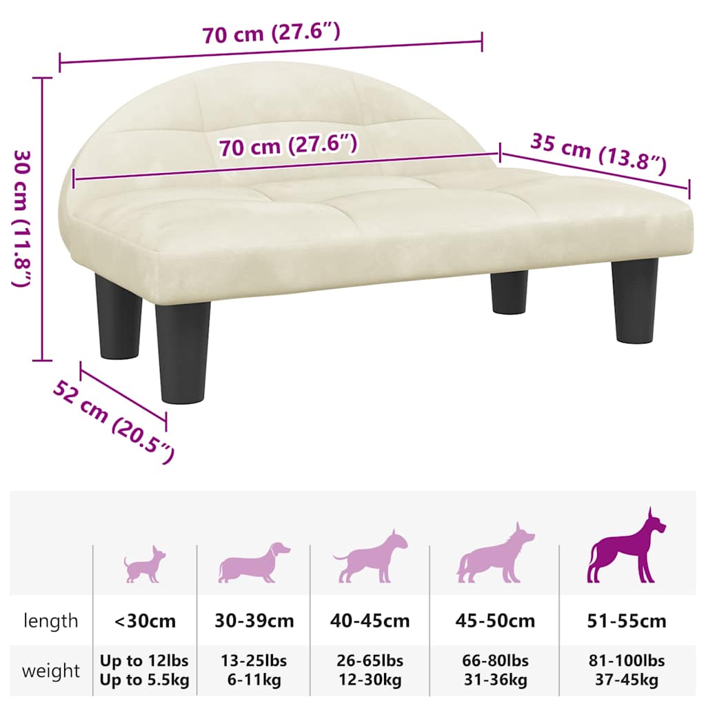 Hundebett Creme 70x52x30 cm Samt