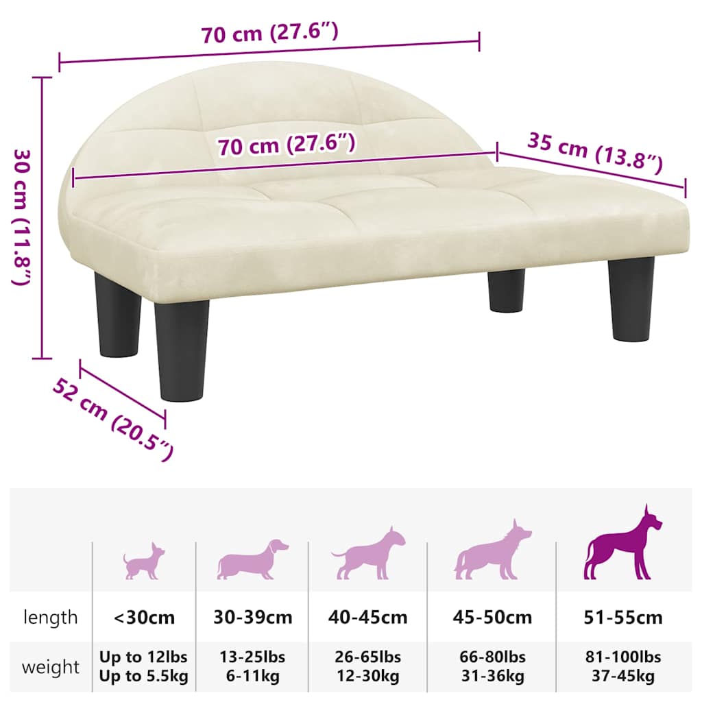Hundebett Creme 70x52x30 cm Samt