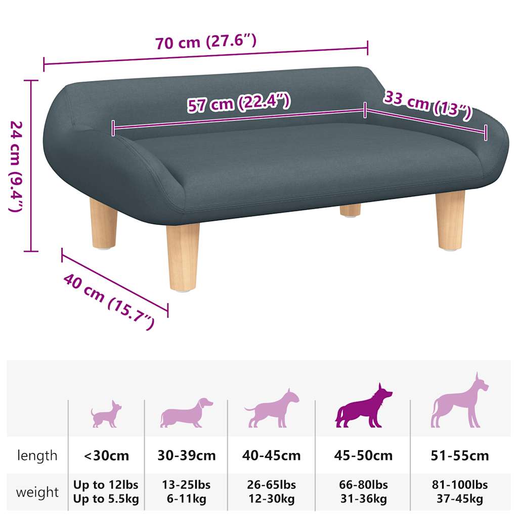 Hundebett Dunkelgrau 70x40x24 cm Stoff