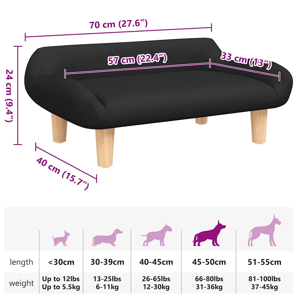 Hundebett Schwarz 70x40x24 cm Stoff
