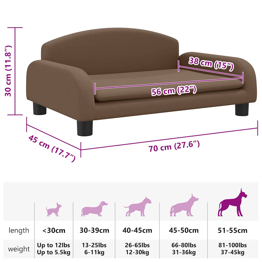 Panier pour chien en tissu marron 70x45x30 cm