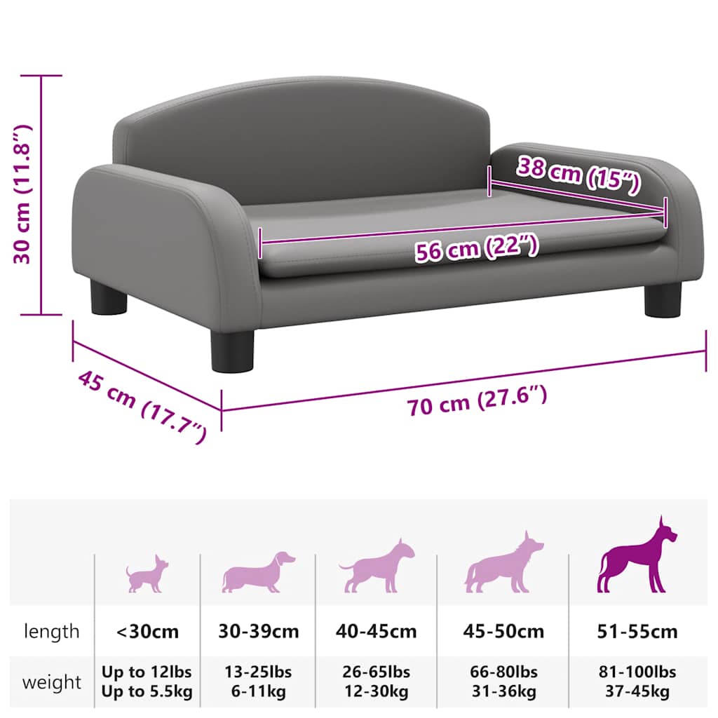 Hundebett Grau 70x45x30 cm Kunstleder