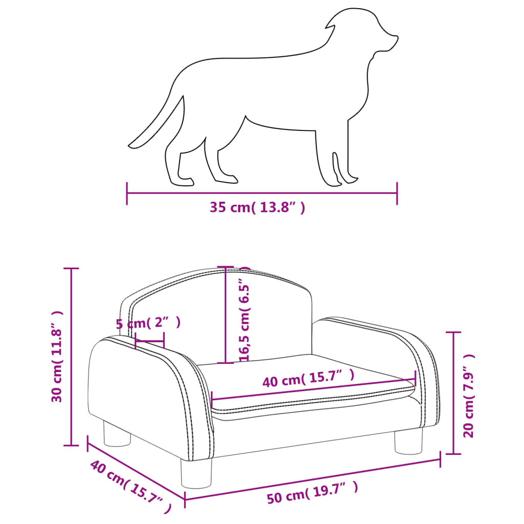 Hundebett Creme 50x40x30 cm Kunstleder