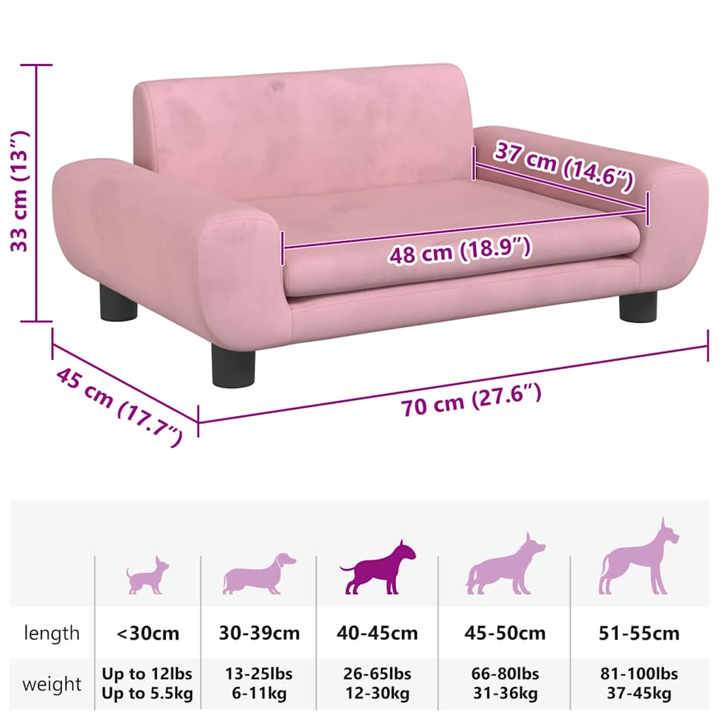 Hundebett Rosa 70x45x33 cm Samt