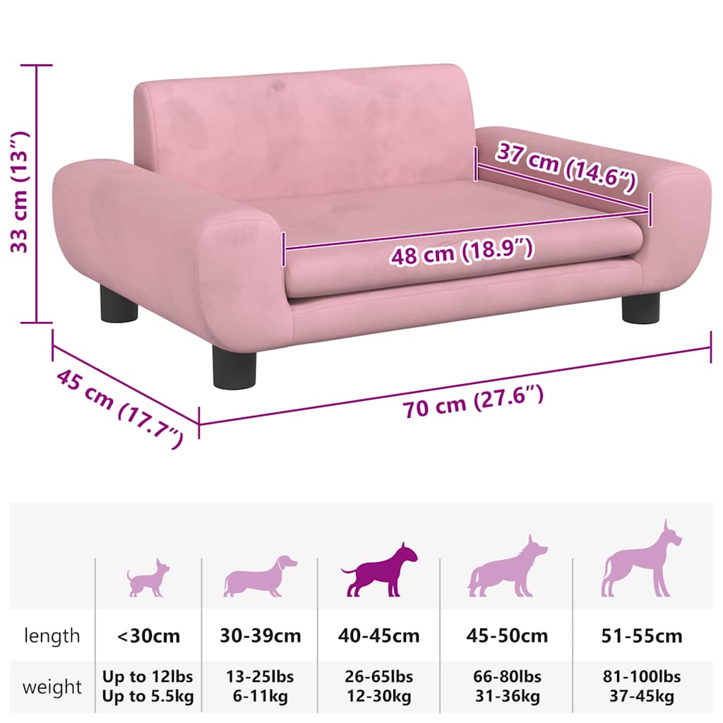 Dog bed pink 70x45x33 cm velvet