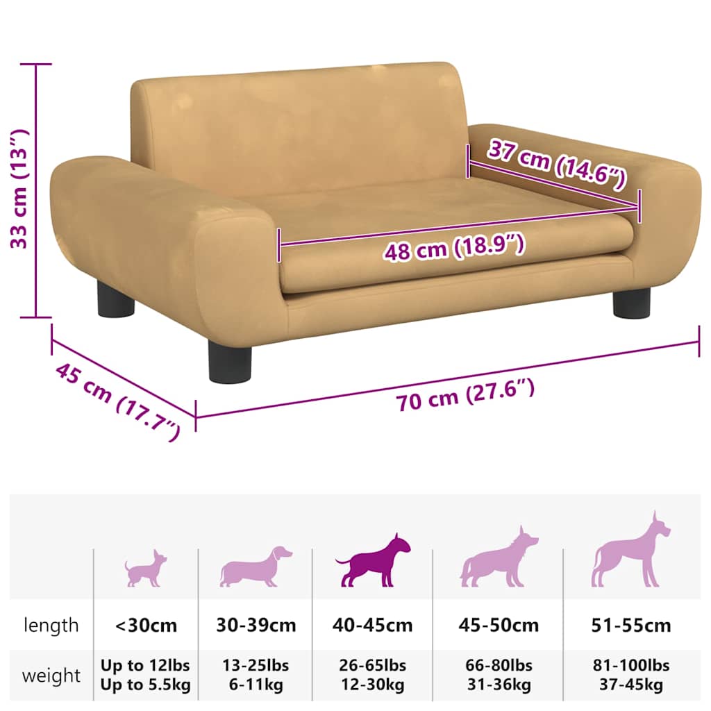 Hundebett Braun 70x45x33 cm Samt