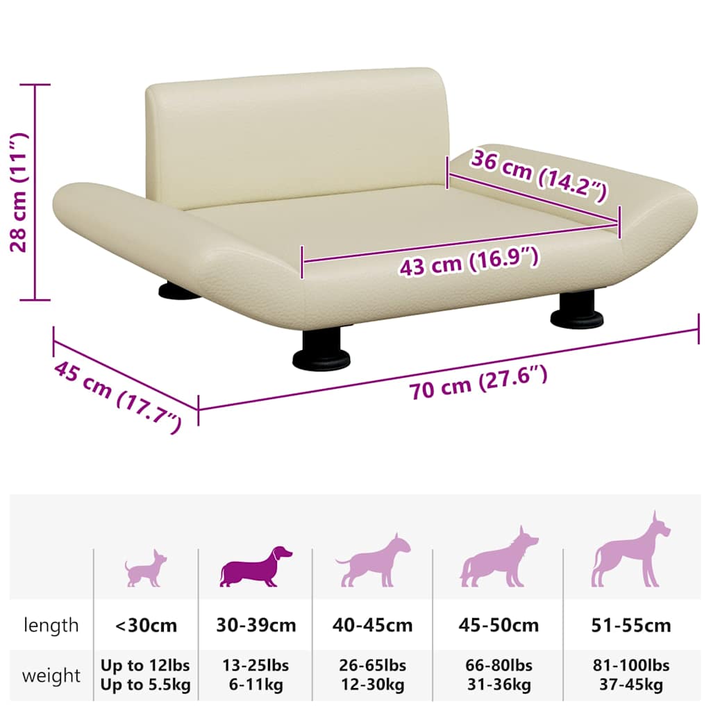 Hundebett Creme 70x45x28 cm Kunstleder