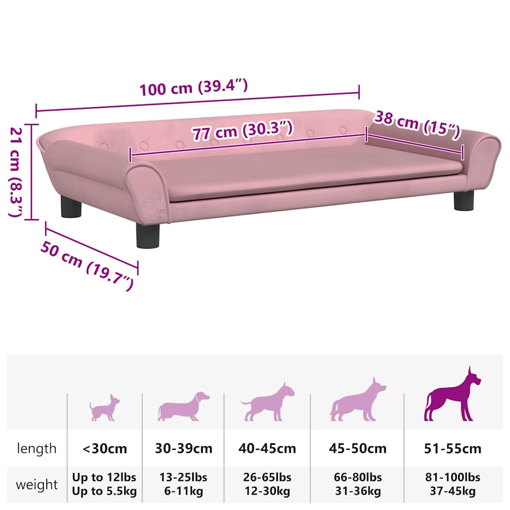 Hundebett Rosa 100x50x21 cm Samt