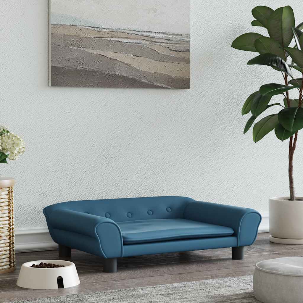 Panier pour chien bleu 70x48x22 cm velours