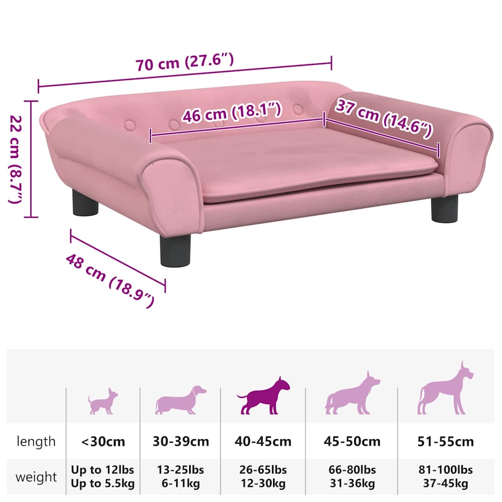 Hundebett Rosa 70x48x22 cm Samt