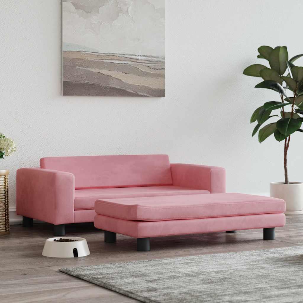 Panier pour chien avec rallonge rose 100x50x30 cm velours