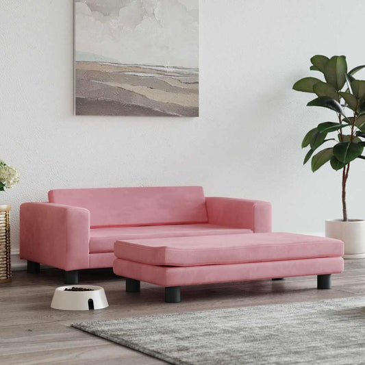 Panier pour chien avec rallonge rose 100x50x30 cm velours