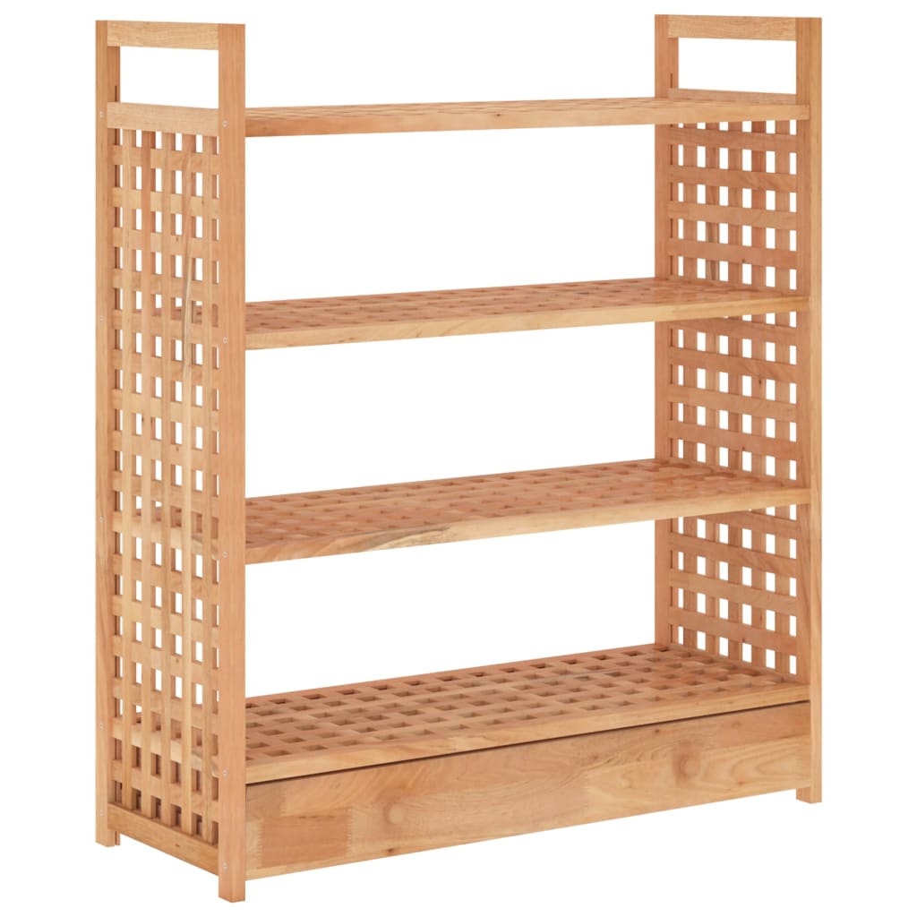 Meuble à chaussures avec tiroir 70x27x81 cm en bois de noyer massif