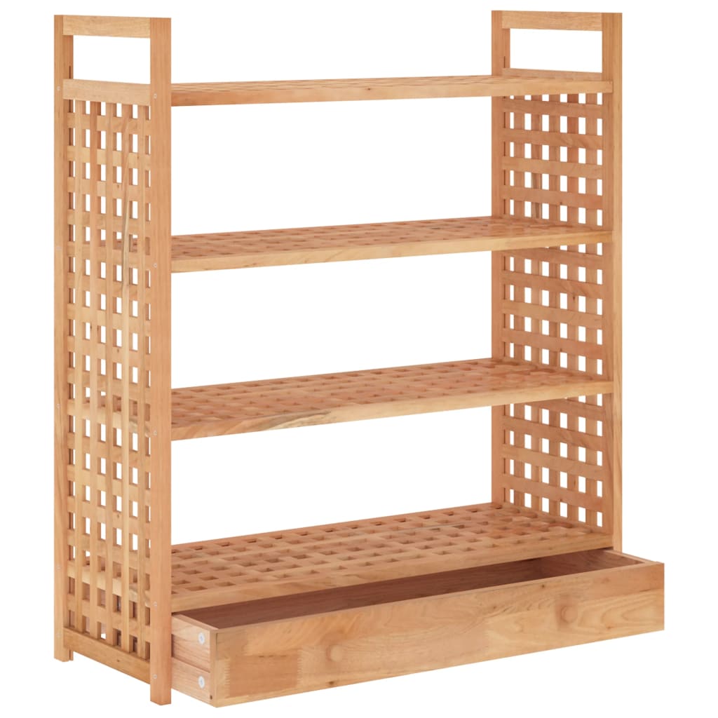 Meuble à chaussures avec tiroir 70x27x81 cm en bois de noyer massif