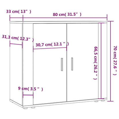 Sideboard Grau Sonoma 80x33x70 cm Holzwerkstoff
