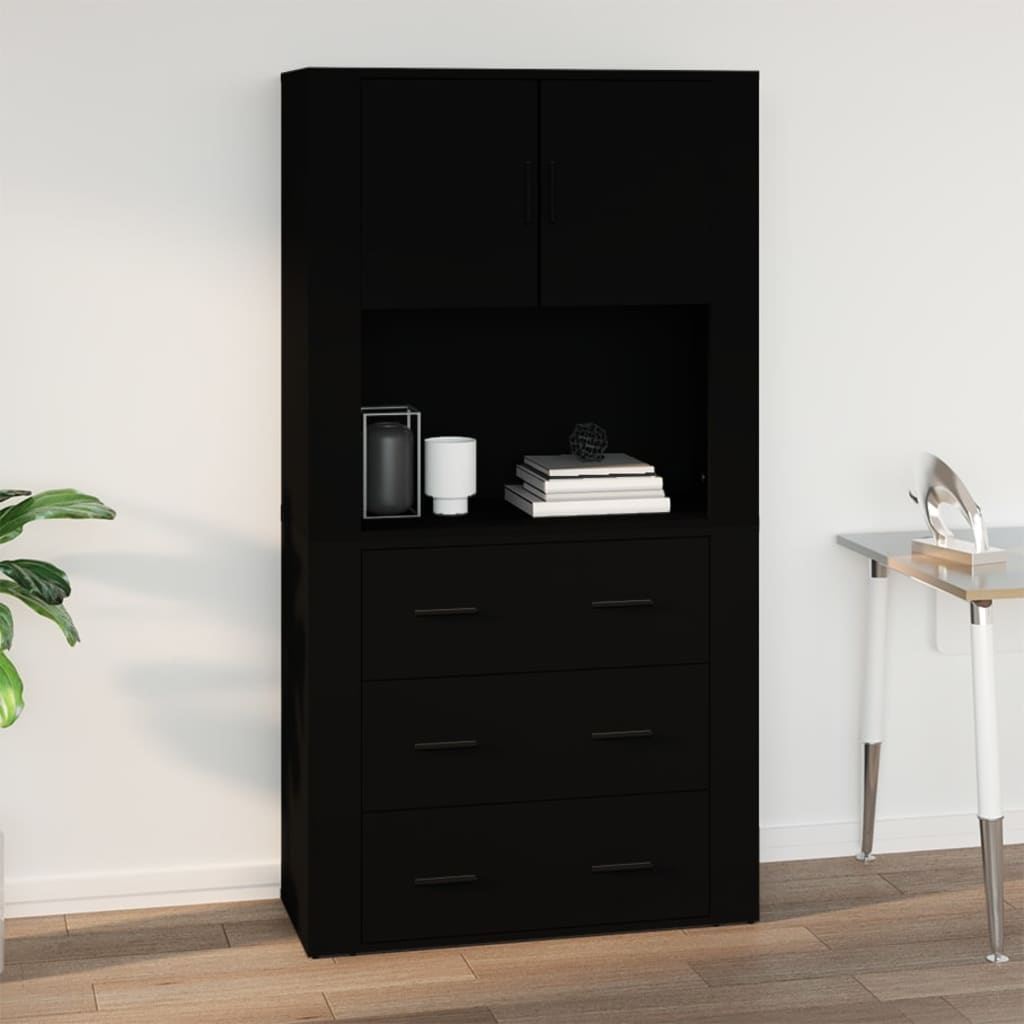 Wandschrank Schwarz 80x33x80 cm Holzwerkstoff