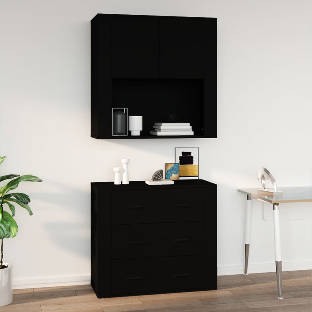 Wandschrank Schwarz 80x33x80 cm Holzwerkstoff