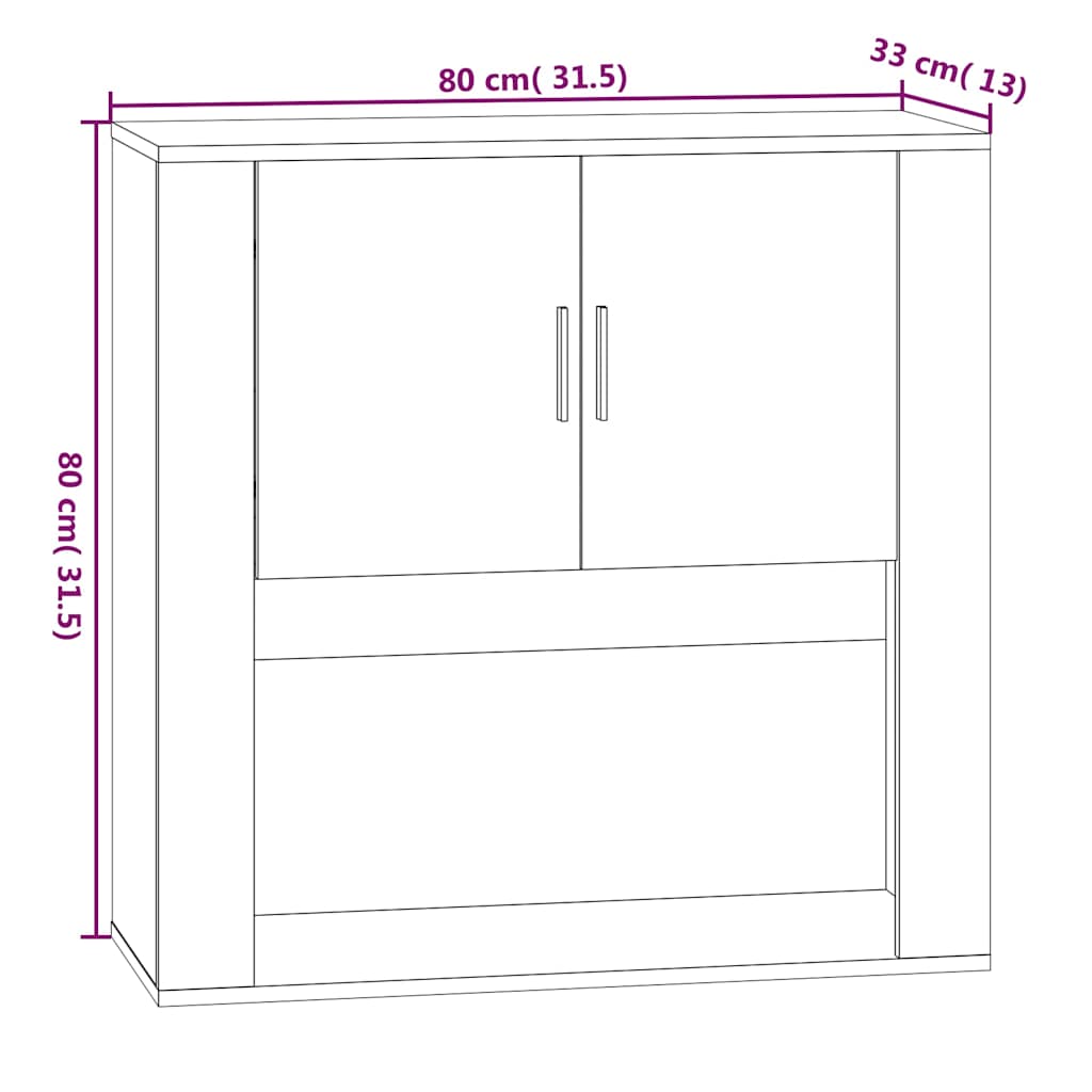 Wandschrank Räuchereiche 80x33x80 cm Holzwerkstoff
