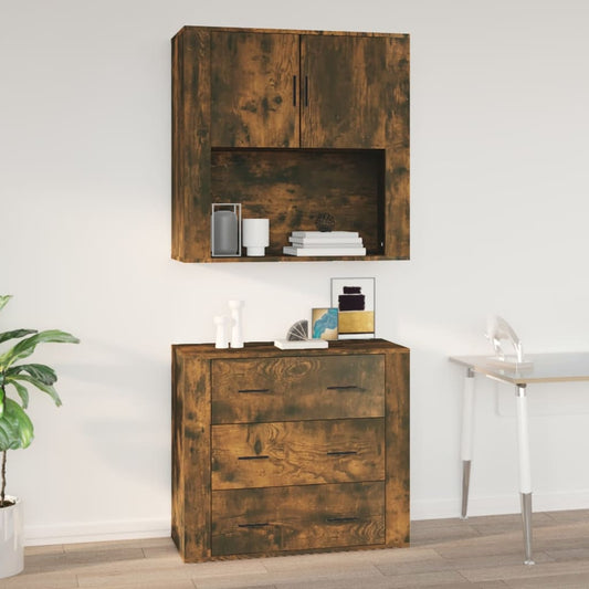 Wandschrank Räuchereiche 80x33x80 cm Holzwerkstoff