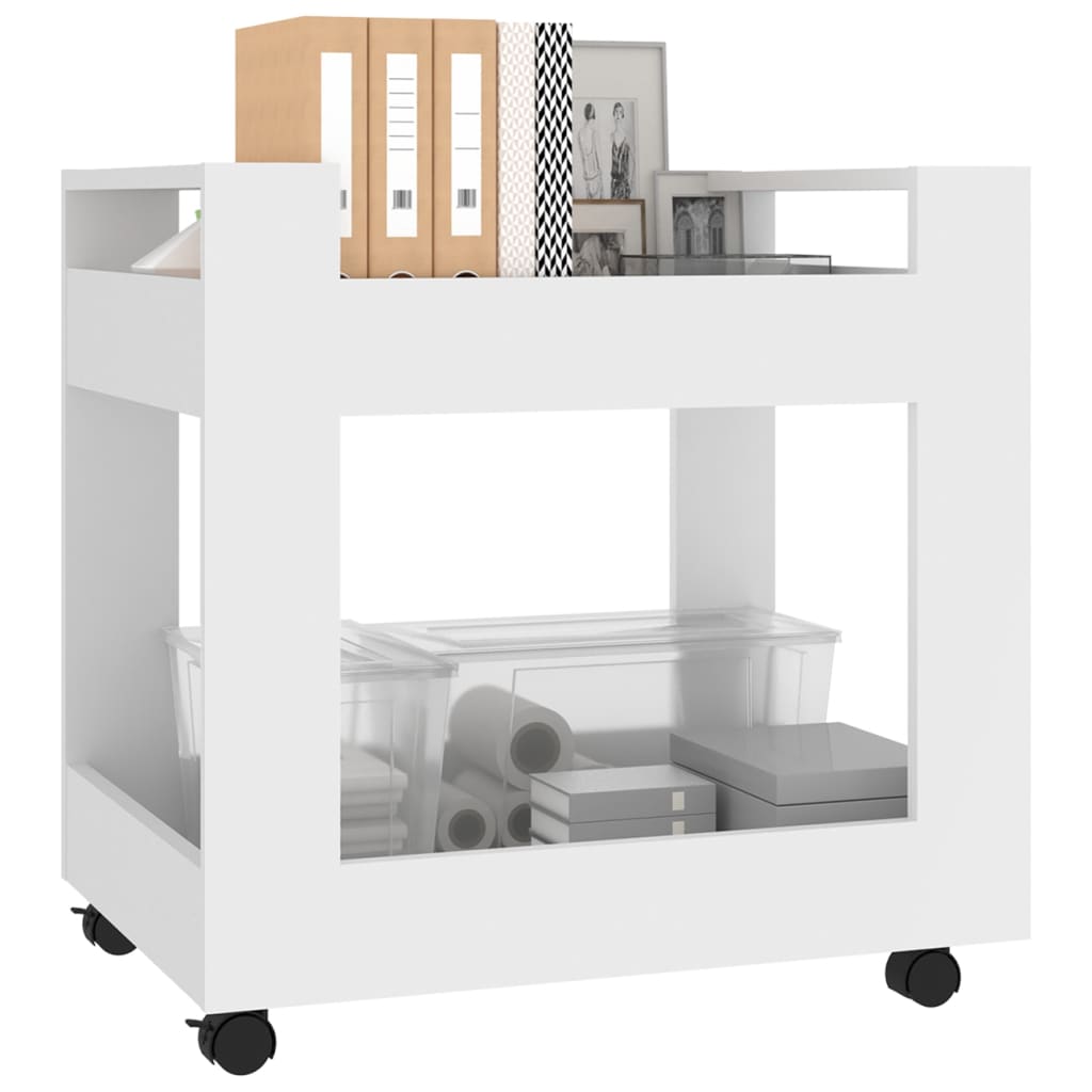 Chariot de bureau blanc 60x45x60 cm en bois