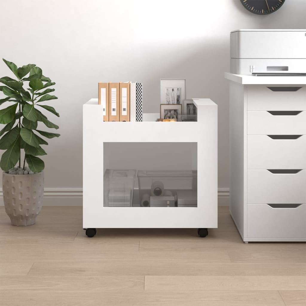 Chariot de bureau blanc 60x45x60 cm en bois
