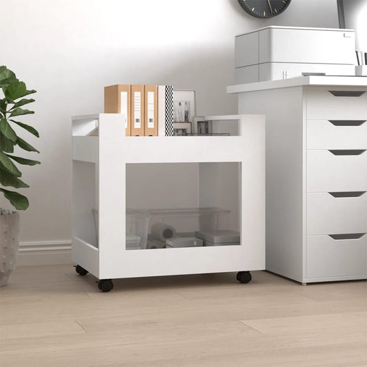 Chariot de bureau blanc 60x45x60 cm en bois