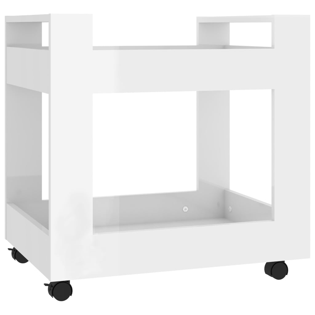 Chariot de bureau blanc brillant 60x45x60 cm en bois