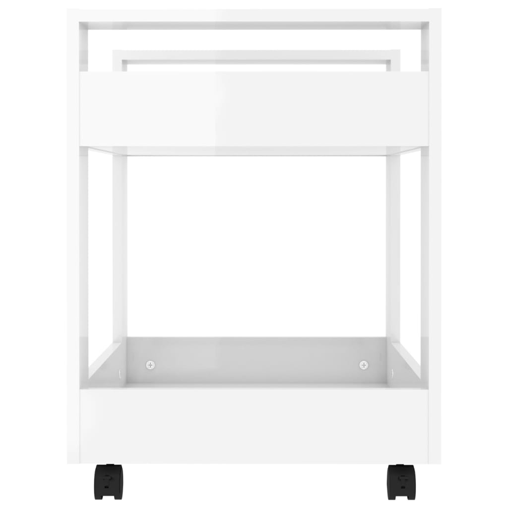 Chariot de bureau blanc brillant 60x45x60 cm en bois