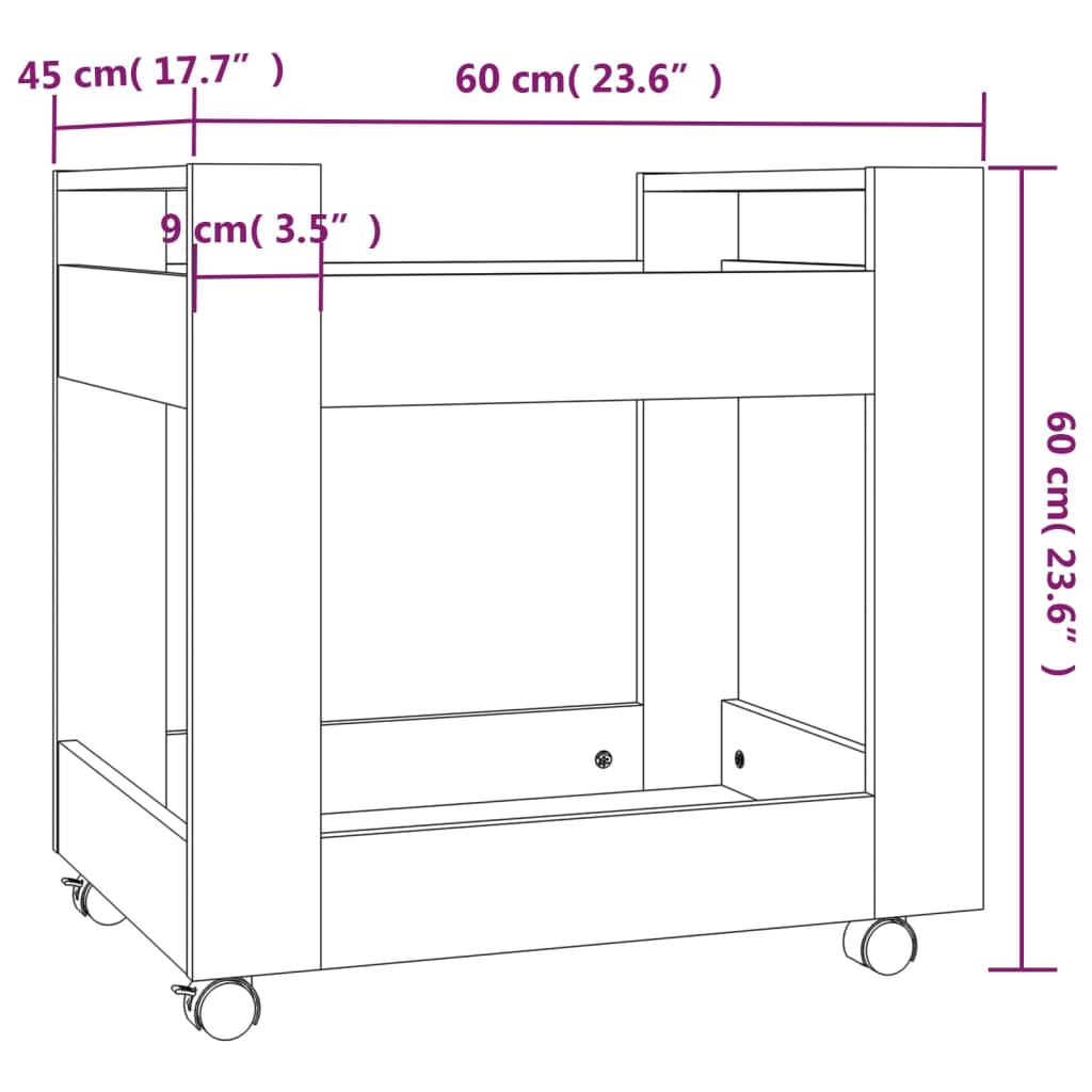 Bürowagen Sonoma-Eiche 60x45x60 cm Holzwerkstoff