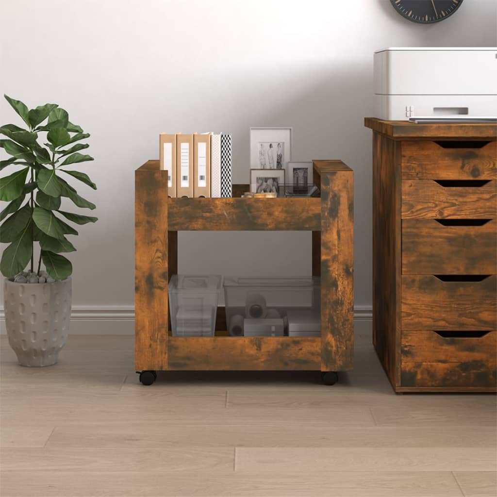 Desserte de bureau chêne fumé 60x45x60 cm matière bois