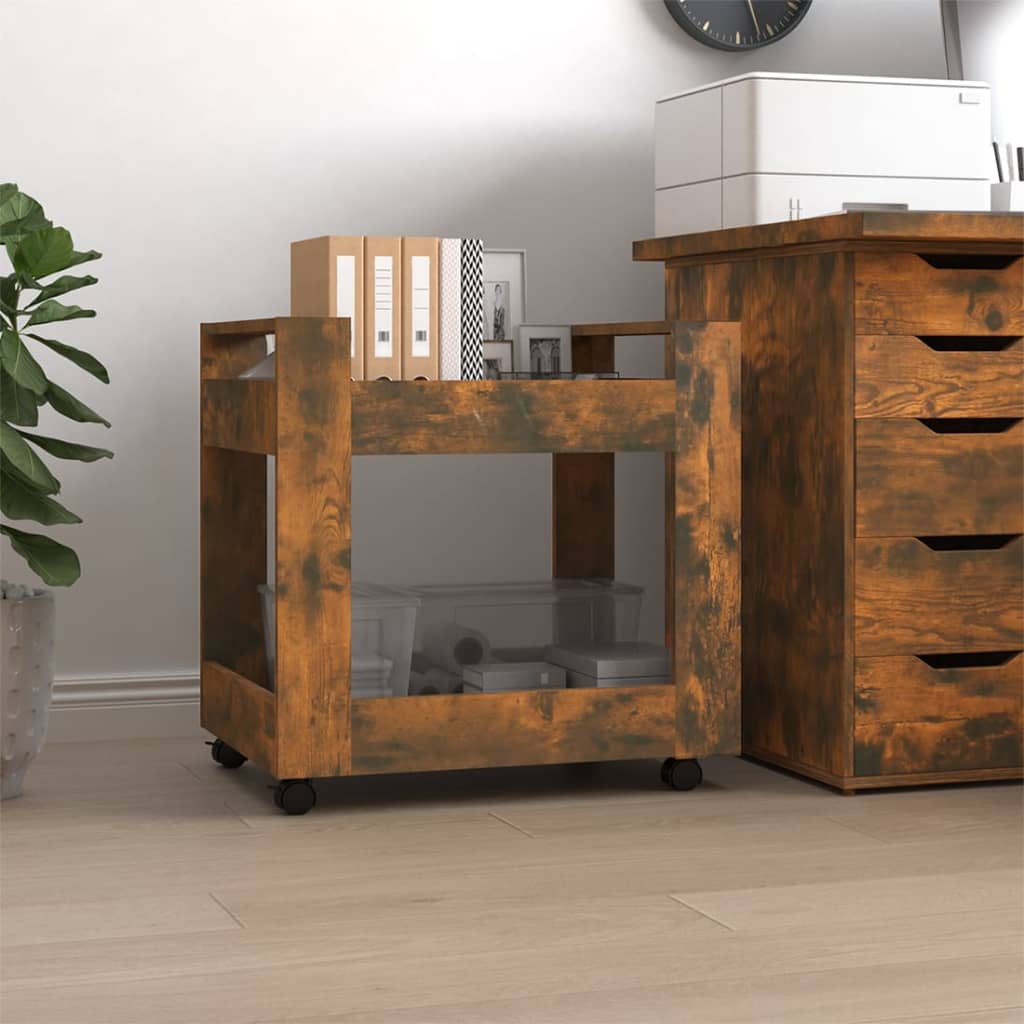 Desserte de bureau chêne fumé 60x45x60 cm matière bois