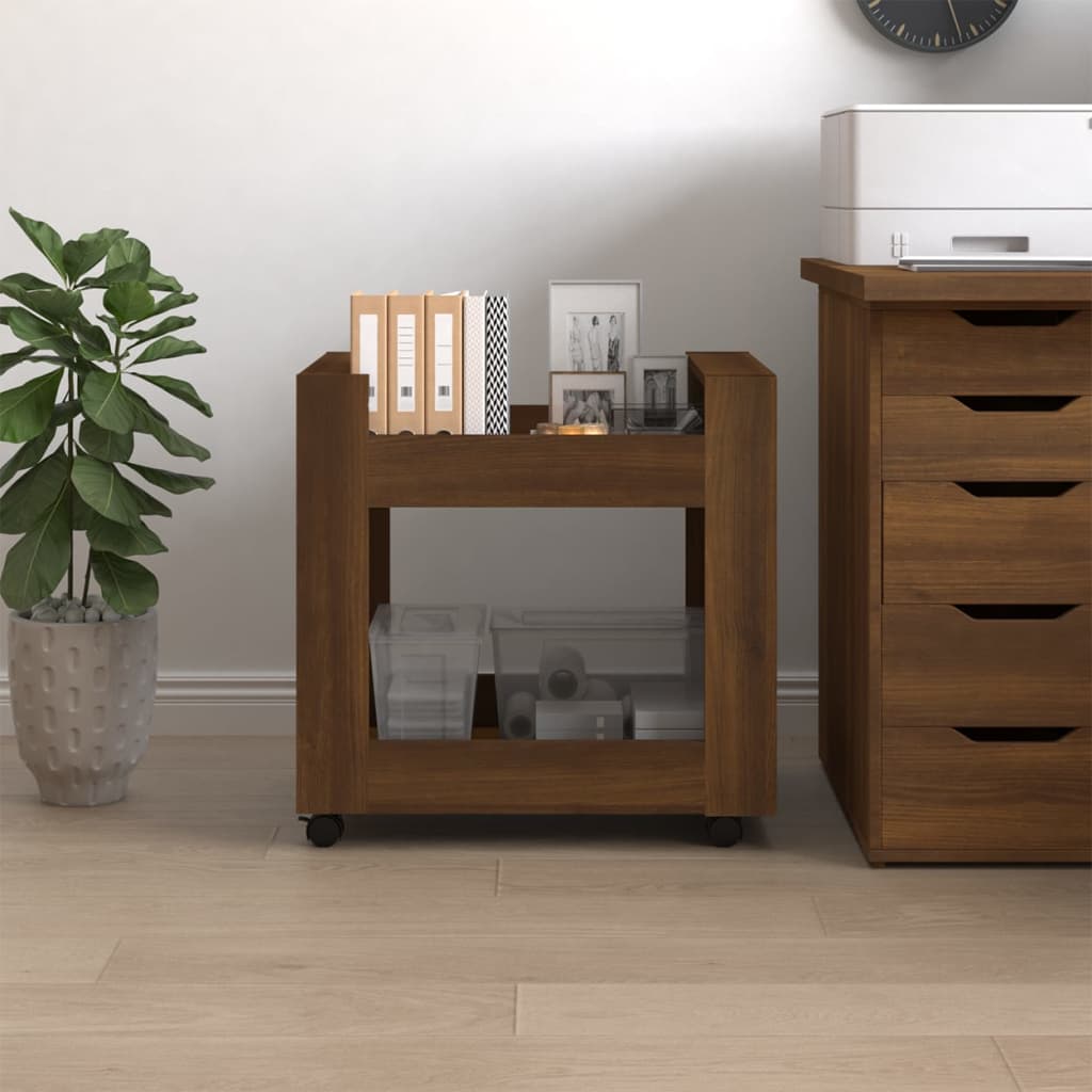 Desserte de bureau aspect chêne marron 60x45x60 cm en bois