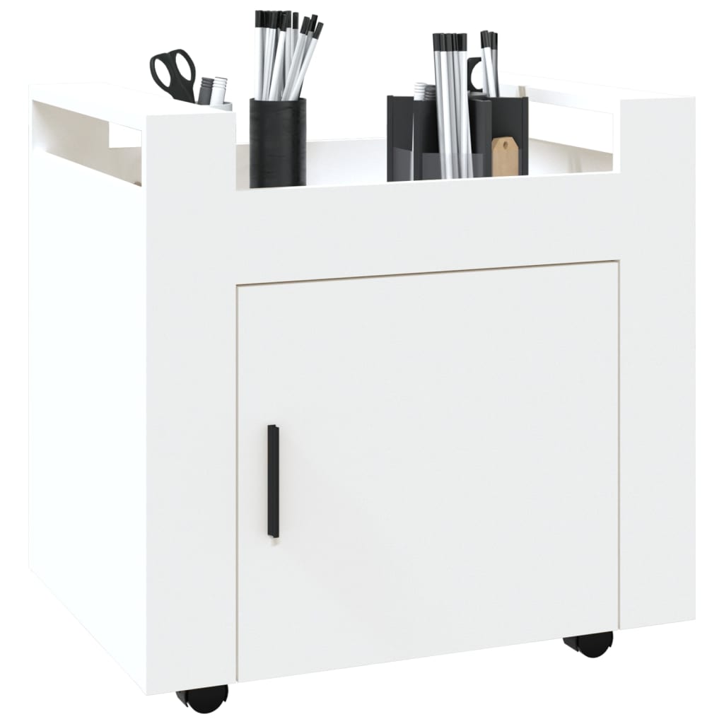 Chariot de bureau blanc 60x45x60 cm en bois