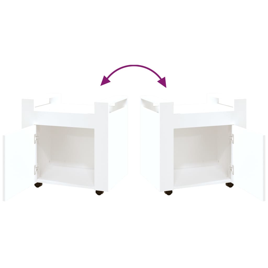 Chariot de bureau blanc 60x45x60 cm en bois