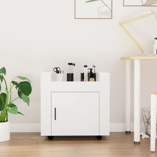 Chariot de bureau blanc 60x45x60 cm en bois