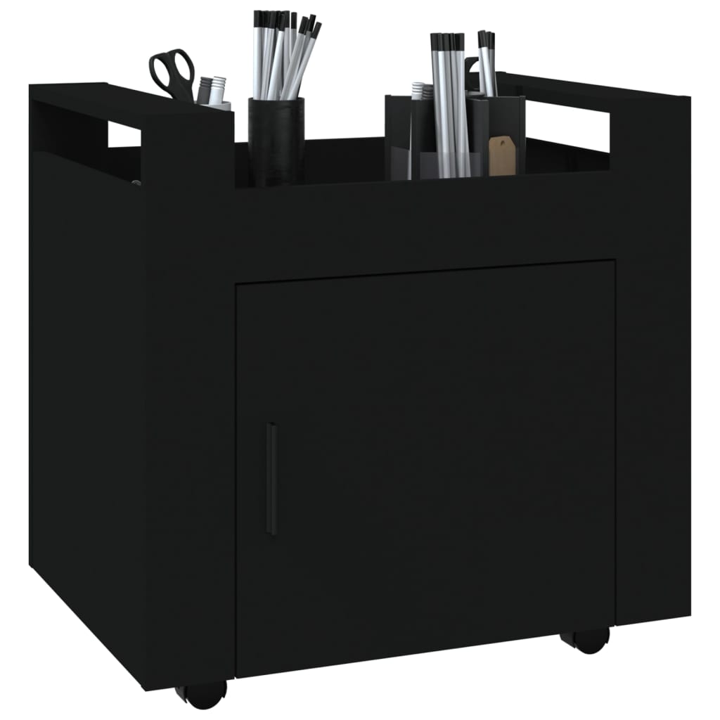 Chariot de bureau noir 60x45x60 cm en bois