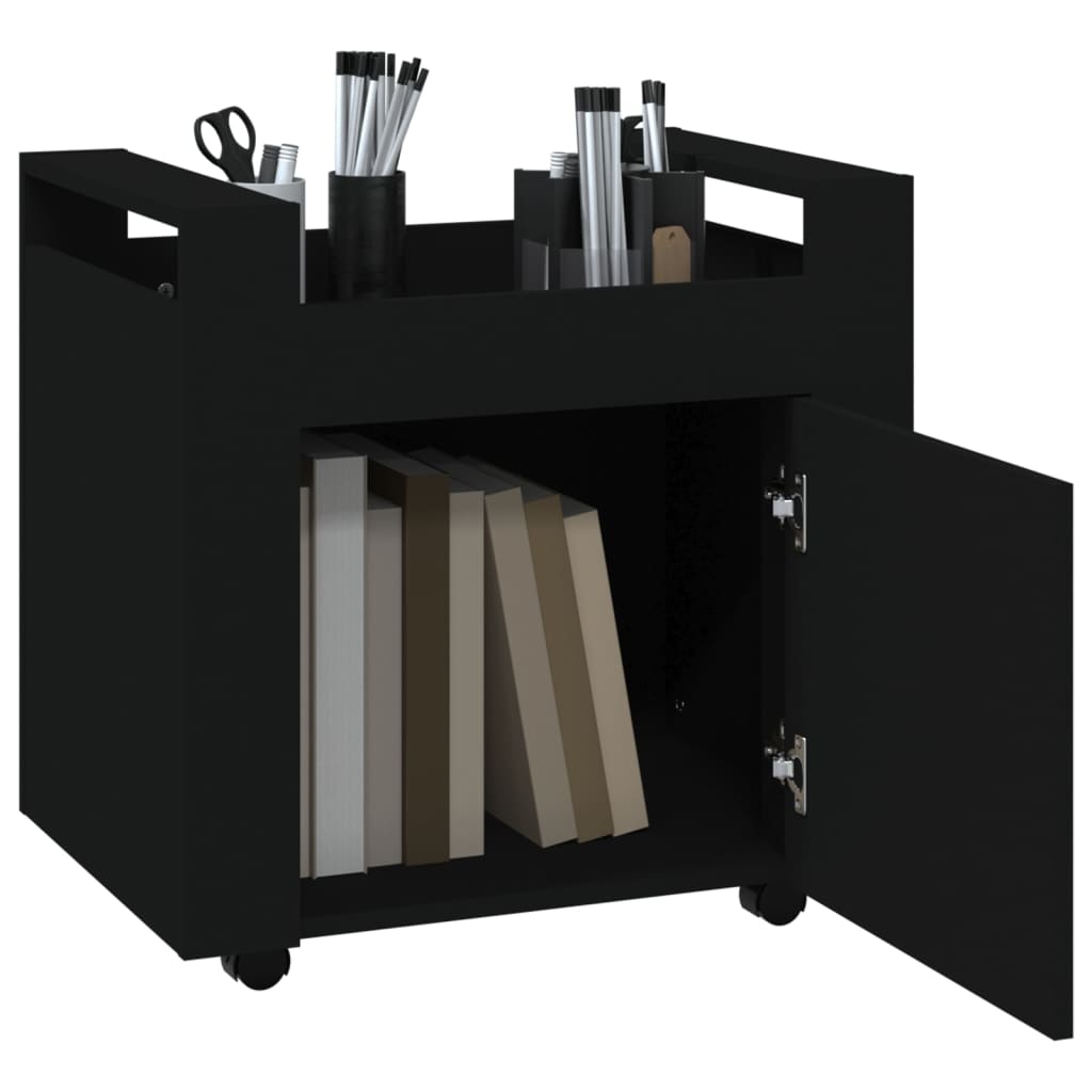 Chariot de bureau noir 60x45x60 cm en bois