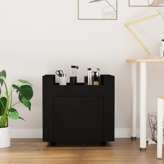 Chariot de bureau noir 60x45x60 cm en bois