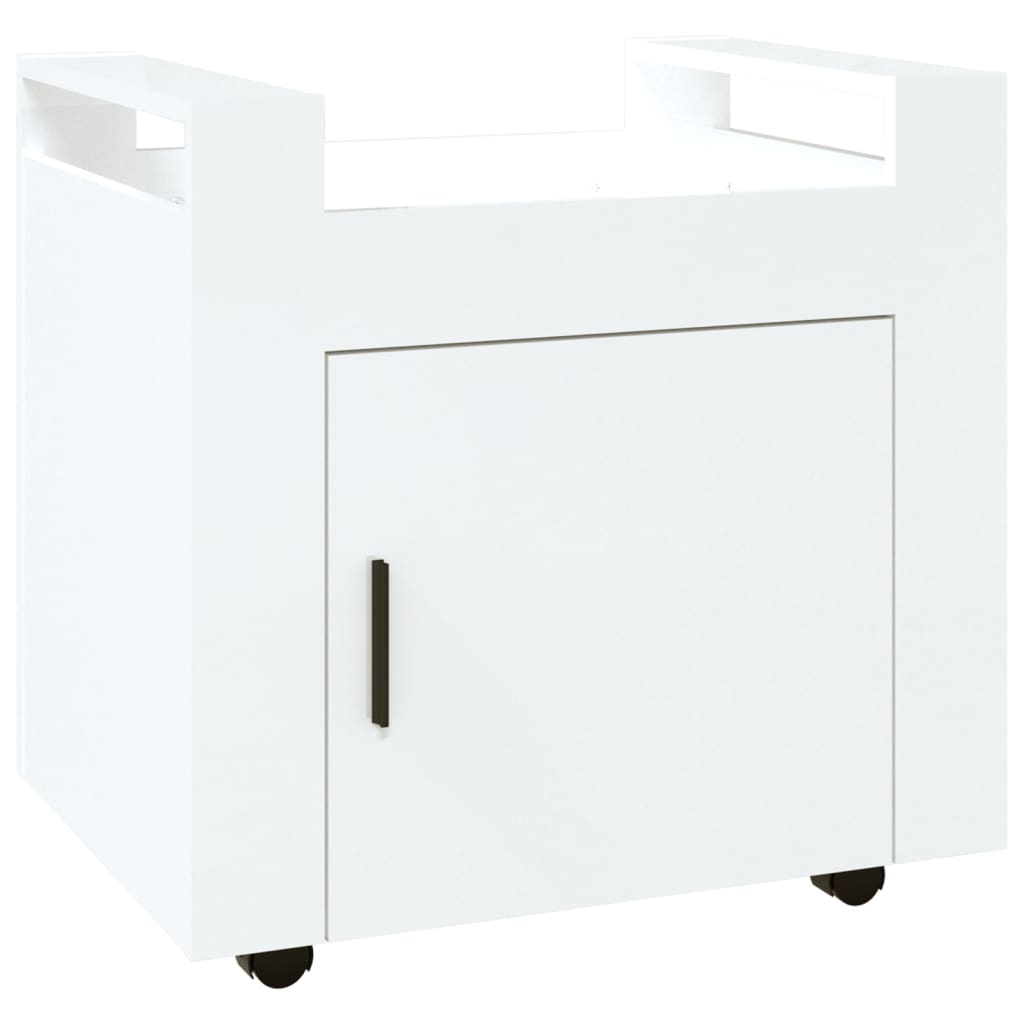 Chariot de bureau blanc brillant 60x45x60 cm en bois