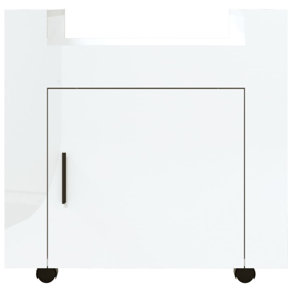 Chariot de bureau blanc brillant 60x45x60 cm en bois